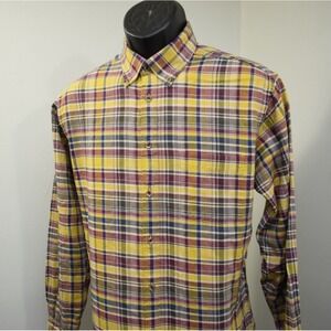 Southern Proper Dress Shirt Traditional Fit Plaid Long Sleeve Mens Size Medium